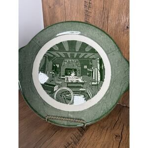Vintage Colonial Homestead by Royal Green 11 5/8" Handled Cake Plate USA